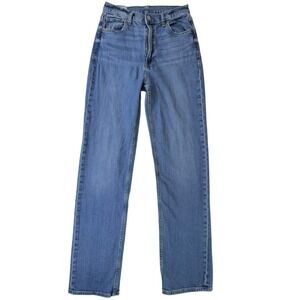 Gap Loose High Rise Jeans Womens 27 4 Tall Medium Wash Denim Blue Straight Leg